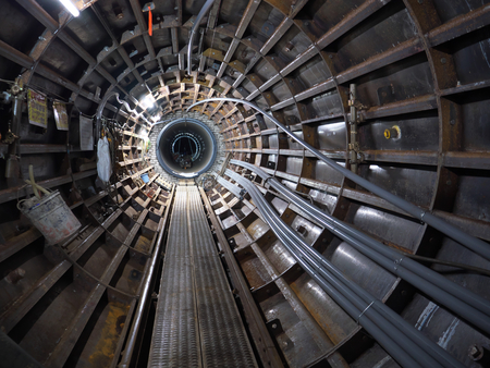 Tokyo, Japan-November 14, 2017: Aqueduct connecting rivers are under construction using a shield method.のeditorial素材