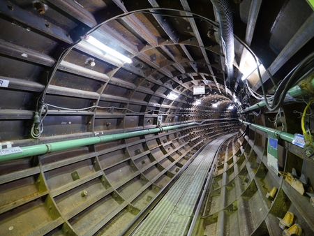 Tokyo, Japan-November 14, 2017: Aqueduct connecting rivers are under construction using a shield method.のeditorial素材