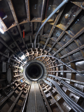 Tokyo, Japan-November 14, 2017: Aqueduct connecting rivers are under construction using a shield method.のeditorial素材