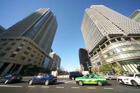Tokyo, Japan-January 4, 2018: Marunouchi is a central commercial district of Tokyo located in Chiyoda between Tokyo Station and the Imperial Palace. There are famous commercial buildings.のeditorial素材