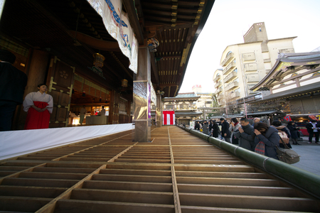 Tokyo, Japan-January 6, 2018: Yushima shinto at the shrine is known as a god of studies. Many people visit here to pray for the success in examination.のeditorial素材