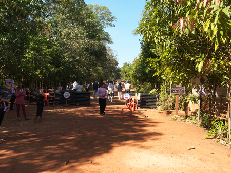Siem Reap, Cambodia-December 23, 2017: Banteay Srei is a 10th-century Cambodian temple dedicated to the Hindu god Shiva. This is the entrance of Banteay Srei in Siem Reap.のeditorial素材