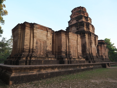 Siem Reap-Prasat Kravan is a small temple consisting of five reddish brick towers on a common terrace, located at Siem Reap, Cambodia. It is famous for relief of Vishnu and Lakshmi.の写真素材