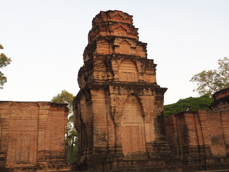 Siem Reap-Prasat Kravan is a small temple consisting of five reddish brick towers on a common terrace, located at Siem Reap, Cambodia. It is famous for relief of Vishnu and Lakshmi.の写真素材