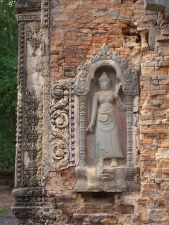 Siem Reap, Cambodia-December 24, 2017: Preah Ko was built in 879. It is known for the beauty and intricacy of its carvings.のeditorial素材