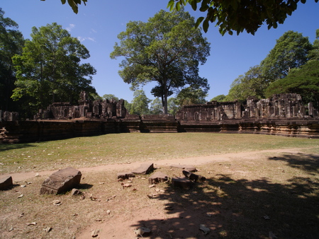 Siem Reap, Cambodia-December 22, 2017: The terrace of the elephants is part of the walled city of Angkor Thom. The terrace is named for the carvings of elephants on its eastern face.のeditorial素材