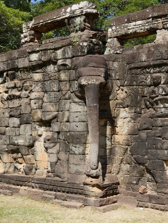 Siem Reap, Cambodia-December 22, 2017: The terrace of the elephants is part of the walled city of Angkor Thom. The terrace is named for the carvings of elephants on its eastern face.のeditorial素材