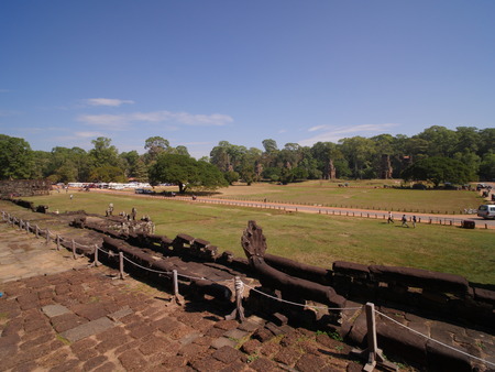 Siem Reap, Cambodia-December 22, 2017: just north of the Elephant Terrace, the Terrace of the Leper King is located in the northwest corner and of the Royal Square of Angkor Thom, Cambodia.のeditorial素材