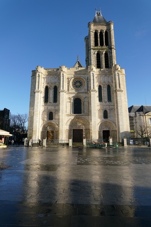 Paris, France-January 19, 2018: The Basilica of Saint Denis is a Gothic architecture and an architectural landmark in Saint-Denis.のeditorial素材