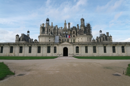 Loir-et-Cher, France-January 24, 2018: Facade of Chateau de Chambordのeditorial素材