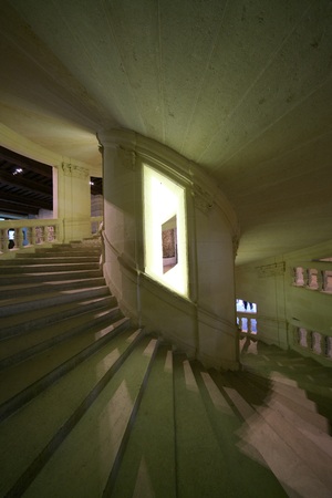 Loir-et-Cher, France-January 24, 2018: Chateau de Chambord Double helix staircaseのeditorial素材