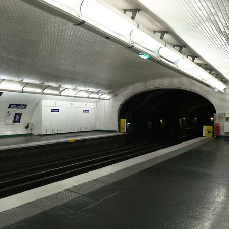 Paris, France-January 19, 2018: Metro station of Line 2 in Parisのeditorial素材