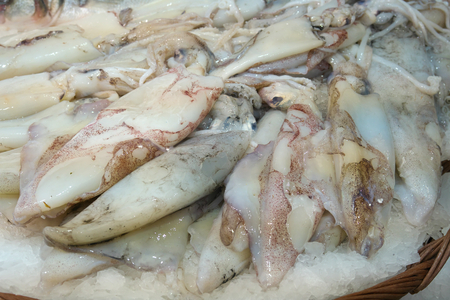 Paris, France-January 27 2018: Seafood displayed on a fishmongers counter in Parisのeditorial素材