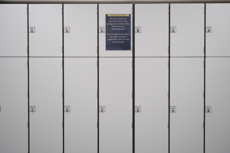 Normandy, France-January 24, 2108: Unserviceable baggage lockers due to security reasons