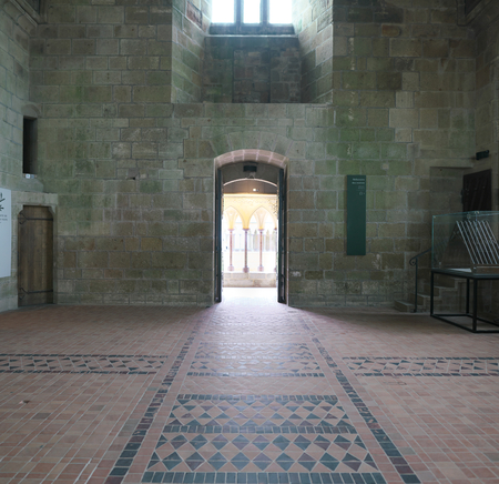 Normandy, France-January 26, 2018: Refectory of the church-abbey of Mont-Saint-Michelのeditorial素材