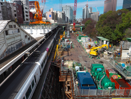 Tokyo, Japan-March 6, 2018: Renovating Ochanomizu station to be a handicap-accessible one.のeditorial素材