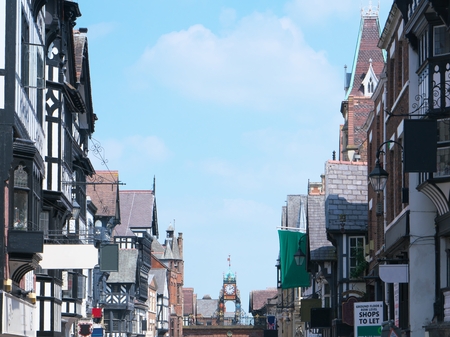Chester, UK-May 25, 2017: One of the most photographed clock in England. This clock works from 1897.のeditorial素材