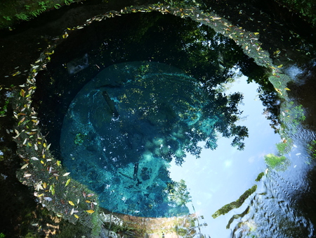 Shizuoka, Japan-June 3, 2018: Kakitagawa Park in Shizuoka prefecture is famous for spring water coming from Mt. Fuji.のeditorial素材