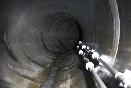 Tokyo, Japan-June 9, 2018: Wada-Yayoi rainwater storage trunk line is a water tunnel to storage control inundation being bui lt fifty meters below ground.のeditorial素材