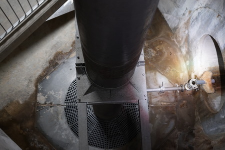 Tokyo, Japan-June 9, 2018: Drop shaft is to control flows from high level sewers into deep tunnel: Wada-Yayoi rainwater stor age trunk line.のeditorial素材