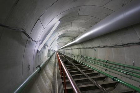 Tokyo, Japan-June 22, 2018: Second Tagara river rainwater storage trunk line is a water storage tunnel to control inundati on being built twenty meters below ground in Tokyo.のeditorial素材
