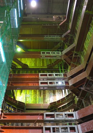Tokyo, Japan-June 22, 2018: Second Tagara river rainwater storage trunk line is a water storage tunnel to control inundati on being built twenty meters below ground in Tokyo.のeditorial素材