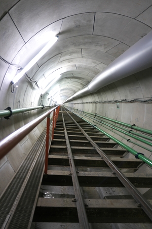 Tokyo, Japan-June 22, 2018: Second Tagara river rainwater storage trunk line is a water storage tunnel to control inundati on being built twenty meters below ground in Tokyo.のeditorial素材