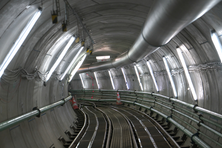 Tokyo, Japan-June 22, 2018: Second Tagara river rainwater storage trunk line is a water storage tunnel to control inundati on being built fifty meters below ground.のeditorial素材