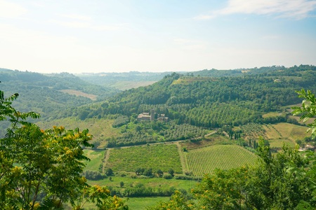 Orvieto, Italy-July 28, 2018: View of Abbey of Saint Severo and Martirio from the cliff of Orivietoのeditorial素材