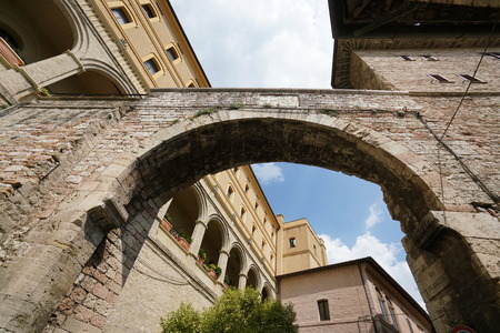 Assisi, Italy-July 28, 2018: Street view in Assisiのeditorial素材