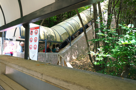 Assisi, Italy-July 28, 2018: An escalator installed at Assisiのeditorial素材