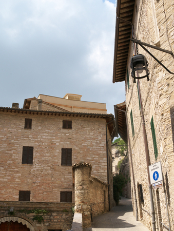 Assisi, Italy-July 28, 2018: Street view in Assisiのeditorial素材