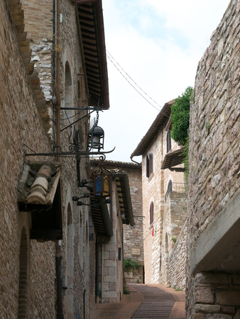 Assisi, Italy-July 28, 2018: Street view in Assisiのeditorial素材