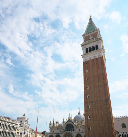 Venice, Italy-July 25, 2018: St Mark's Campanile or the bell tower of St Mark's Basilica, Veniceのeditorial素材