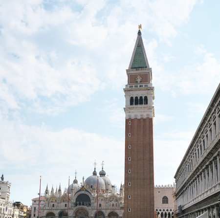 Venice, Italy-July 25, 2018: St Mark's Campanile or the bell tower of St Mark's Basilica, Veniceのeditorial素材