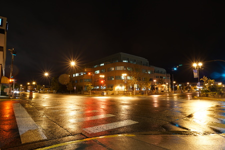 Whitehorse, Canada-September 12, 2018: Night view of Main Street in Whitehorse, Canadaのeditorial素材