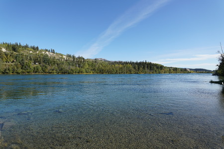 Whitehorse, Canada-September 10, 2018: Yukon River flowing in Whitehorse, Canada in Septemberのeditorial素材