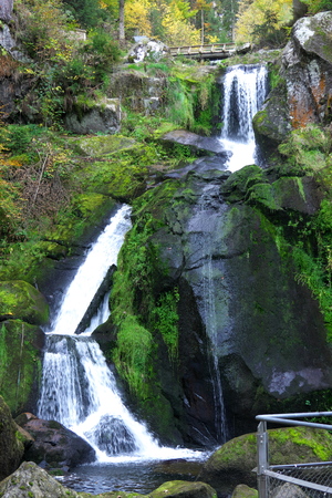 TBaden-Wurttemberg, Germany-October 12, 2018: Triberger Waterfall, the highest waterfall in Germany, in Black Forestの写真素材
