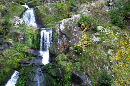 TBaden-Wurttemberg, Germany-October 12, 2018: Triberger Waterfall, the highest waterfall in Germany, in Black Forestの写真素材