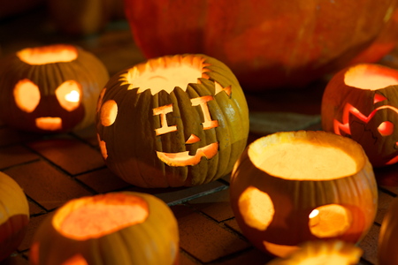 Halloween decoration, Jack-o '-lanterns, displayed in Japanの写真素材