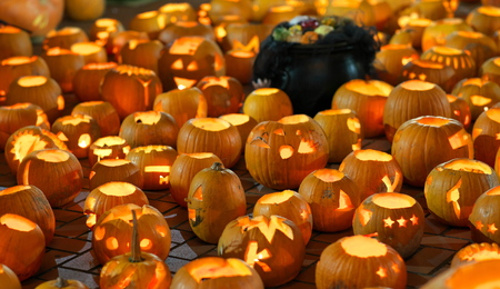 Halloween decoration, Jack-o '-lanterns, displayed in Japanの写真素材