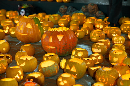 Halloween decoration, Jack-o '-lanterns, displayed in Japanの写真素材