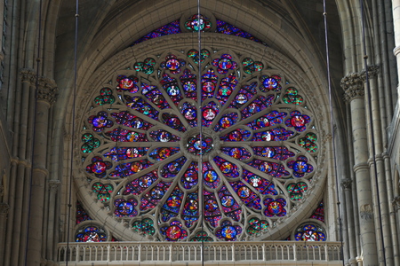 Reims, France-October 10, 2018: Inside of Cathedral of Notre-Dame or Our Lady of Reims in Reims,...
