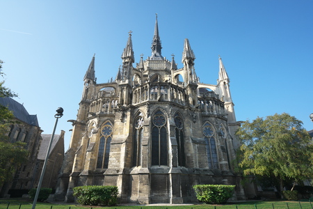 Cathedral of Notre-Dame or Our Lady of Reims in Reims, Franceの写真素材