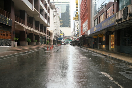 Bangkok, Thailand-December 8, 2018: An early morning scene of Patpong street in Bangkok, Thailand.のeditorial素材