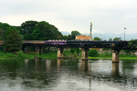 Kanchanaburi, Thailand-December 9, 2018: An old Japanese steam locomotive displayed at River Kwai Bridge stationのeditorial素材