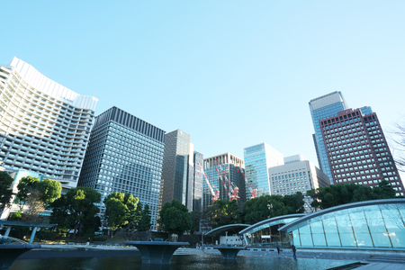 Tokyo, Japan-January 2, 2019: Buildings in Marunouchi area in Tokyo in the winter morningのeditorial素材
