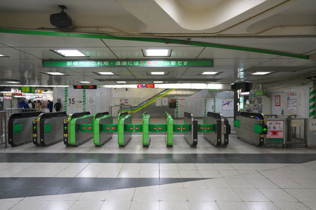 Tokyo, Japan-January 2, 2019: Ticket vending machines of JR Shinjuku station in Tokyo early in the morningのeditorial素材