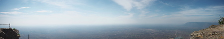 Panoramic view of Cambodia field from top of cliff near Preah Vihear templeの写真素材