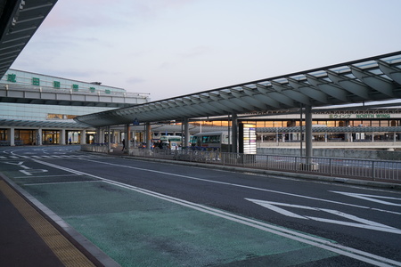 Narita, Japan-January 8, 2019: Narita International Airport Terminal 1 Third Floor Bus stops early in the morningのeditorial素材